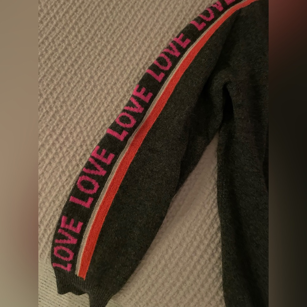 Gray Sweater with Pink Accents